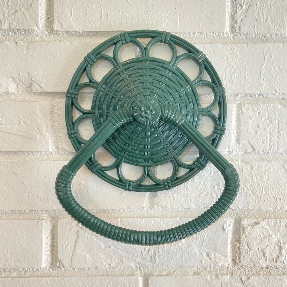 Vintage HOMCO Wicker style Towel Holder BOHO, Ring Towel Holder bathroom Decor